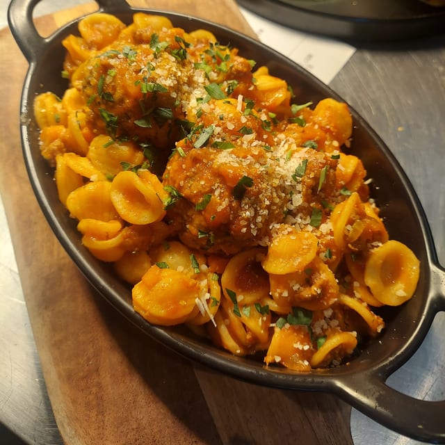 Orecchiette and Meatballs.